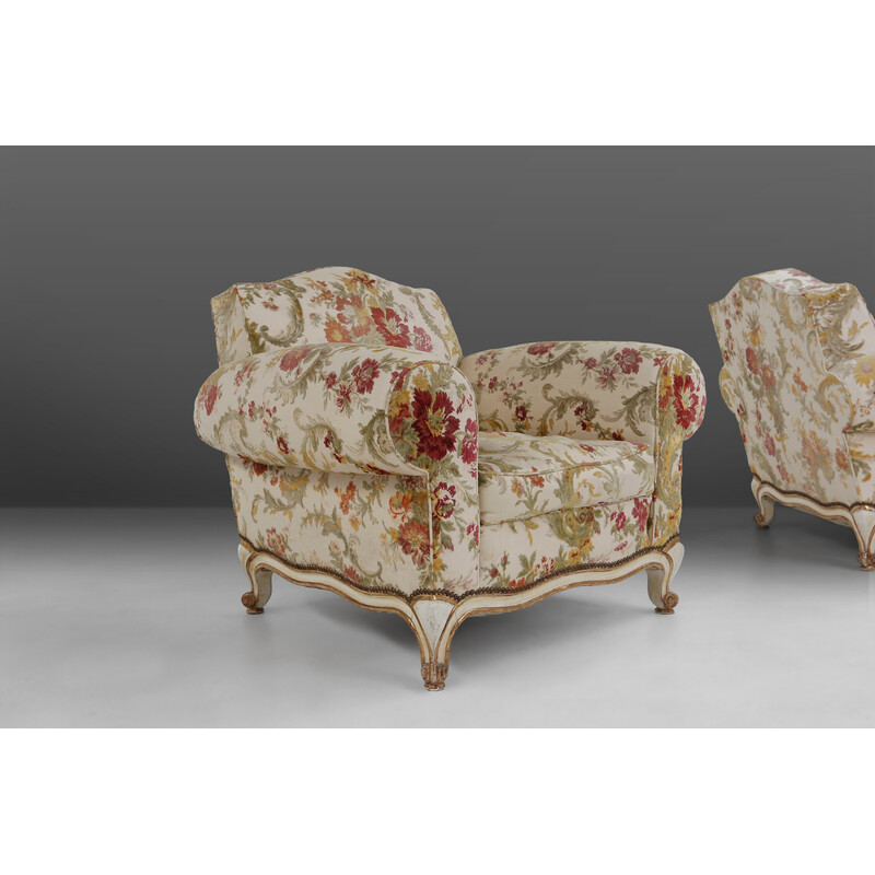 Vintage French armchairs in floral upholstery