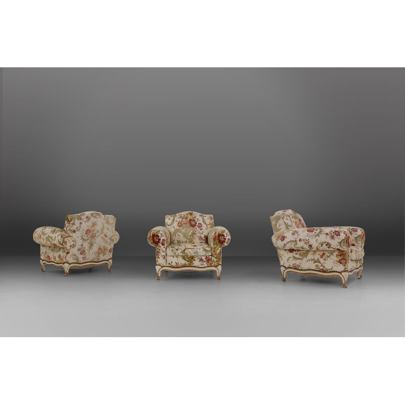 Vintage French armchairs in floral upholstery