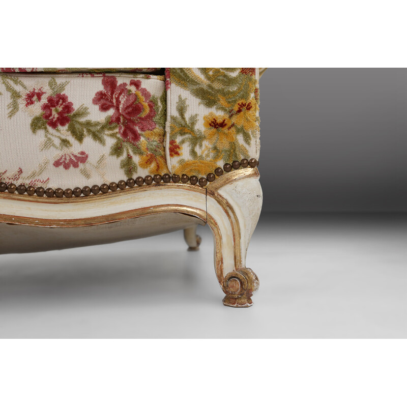 Cadeiras de braços francesas vintage em estofos florais