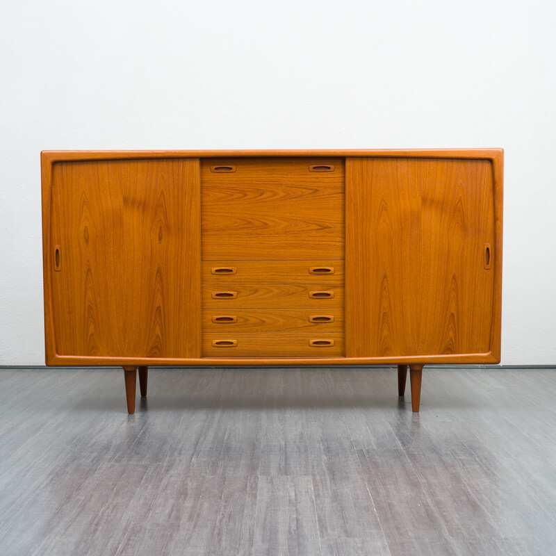 Danish vintage teak highboard by Hp Hansen, 1960s