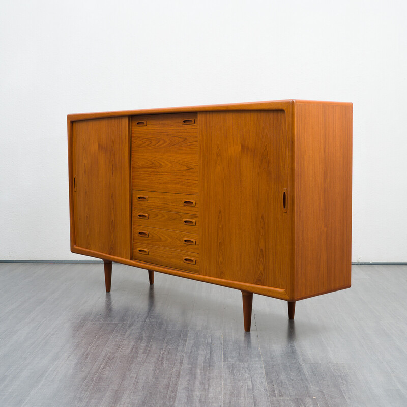 Danish vintage teak highboard by Hp Hansen, 1960s