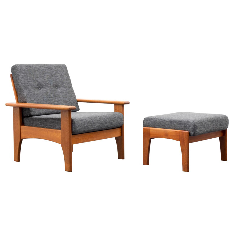 Scandinavian armchair and its ottoman - 1960s