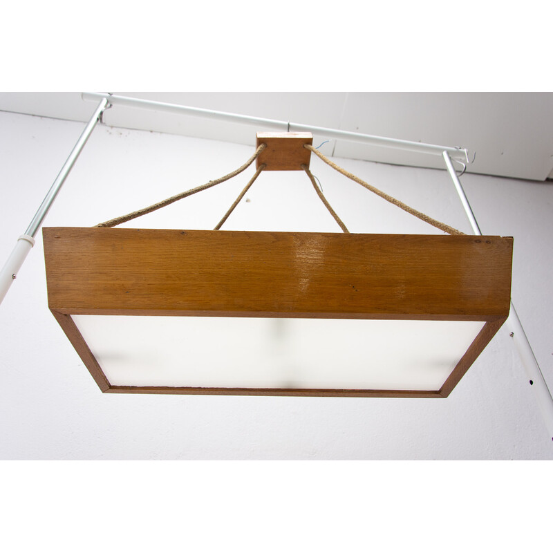 Vintage wooden pendant lamp by Krásná Jizba, Czechoslovakia 1950