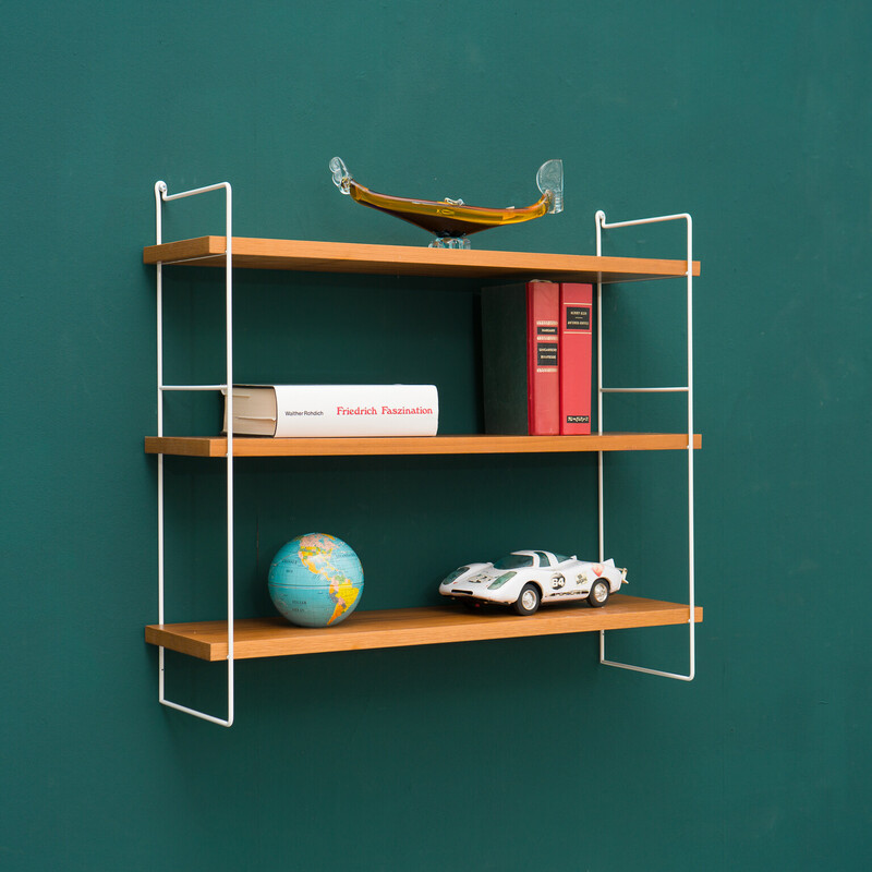 Vintage teak wall shelf, 1960s