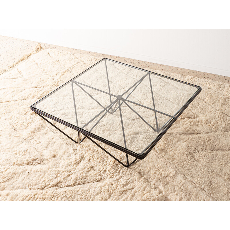Vintage glass and steel coffee table, Germany 1970s