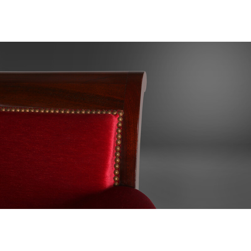 Vintage-Sofa aus Holz und rotem Stoff, 1950er Jahre
