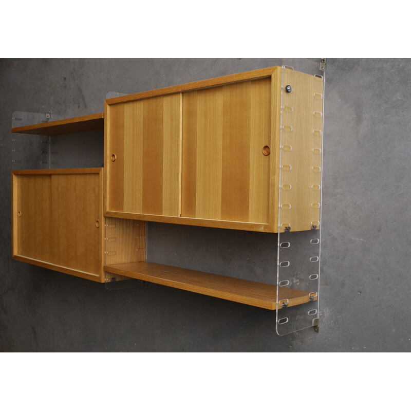 Vintage modular wall shelving and storage system by Nisse Strinning for String Design Ab, 1960s