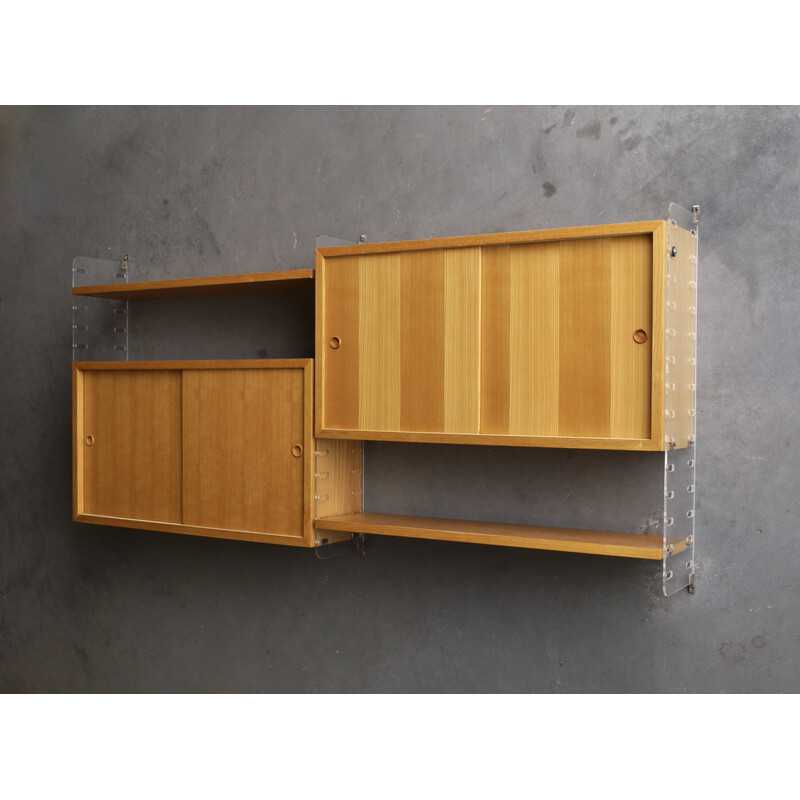 Vintage modular wall shelving and storage system by Nisse Strinning for String Design Ab, 1960s