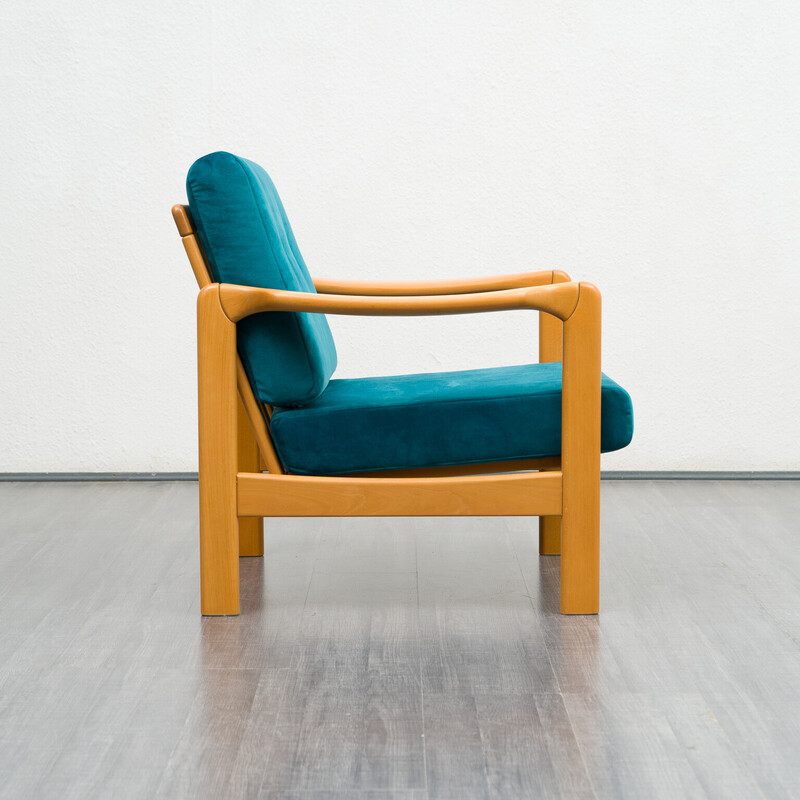 Vintage armchair in solid beechwood and velvet upholstery, 1960s