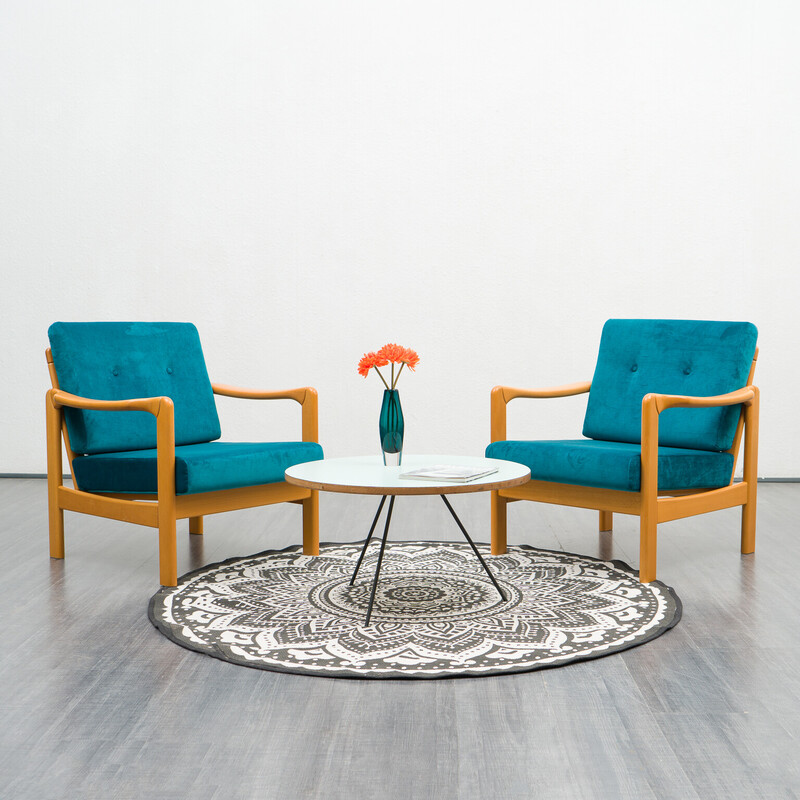 Vintage armchair in solid beechwood and velvet upholstery, 1960s