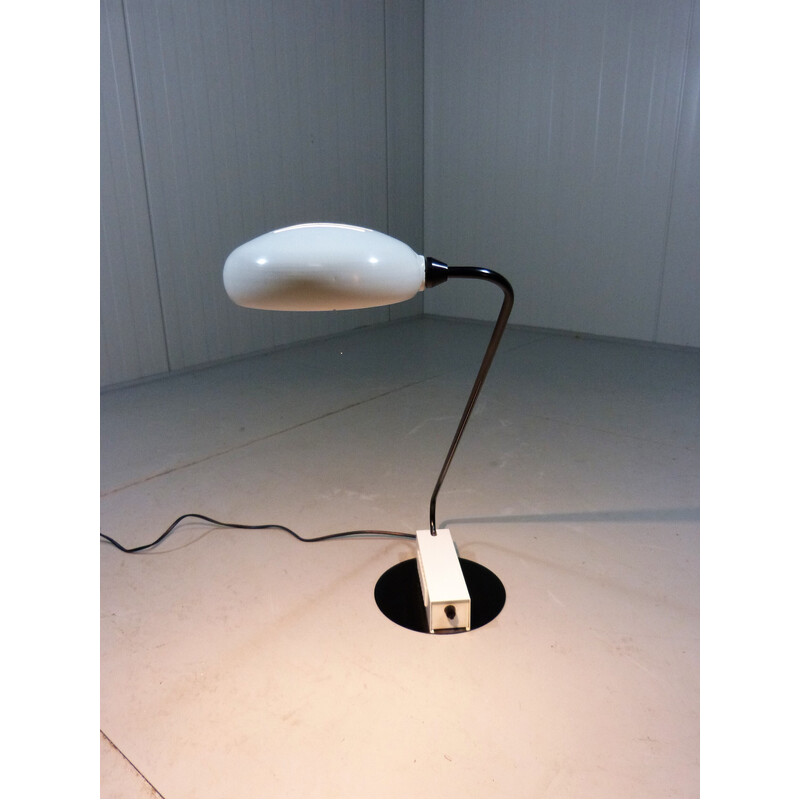 Italian vintage desk lamp in white and black, 1980s