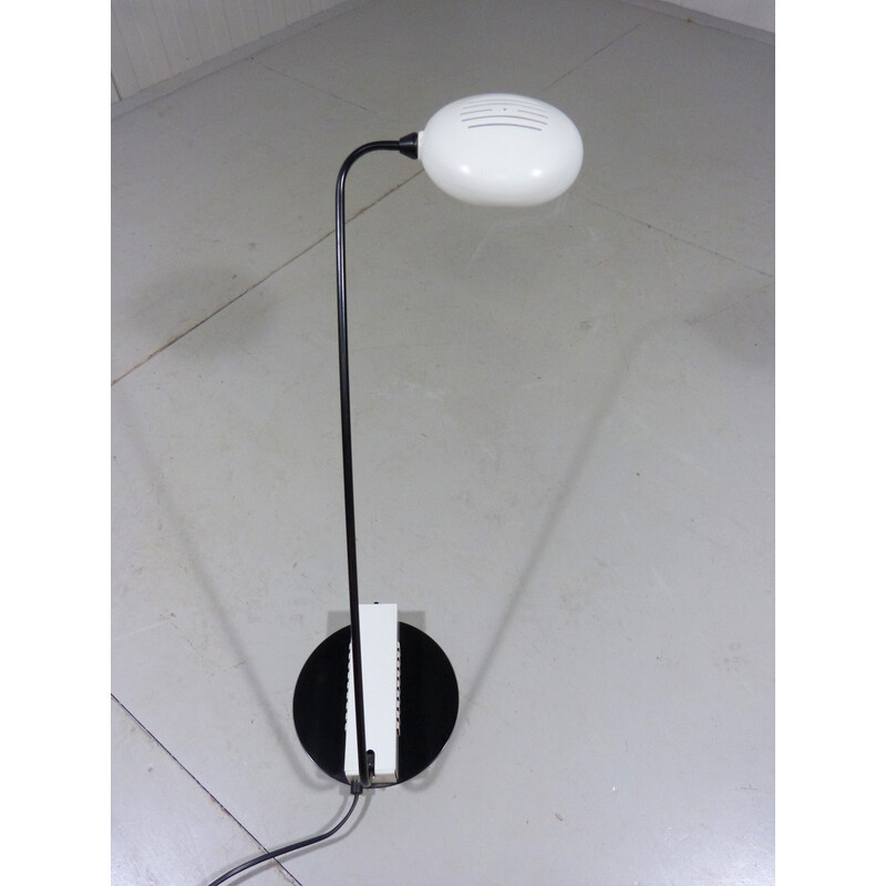 Italian vintage desk lamp in white and black, 1980s