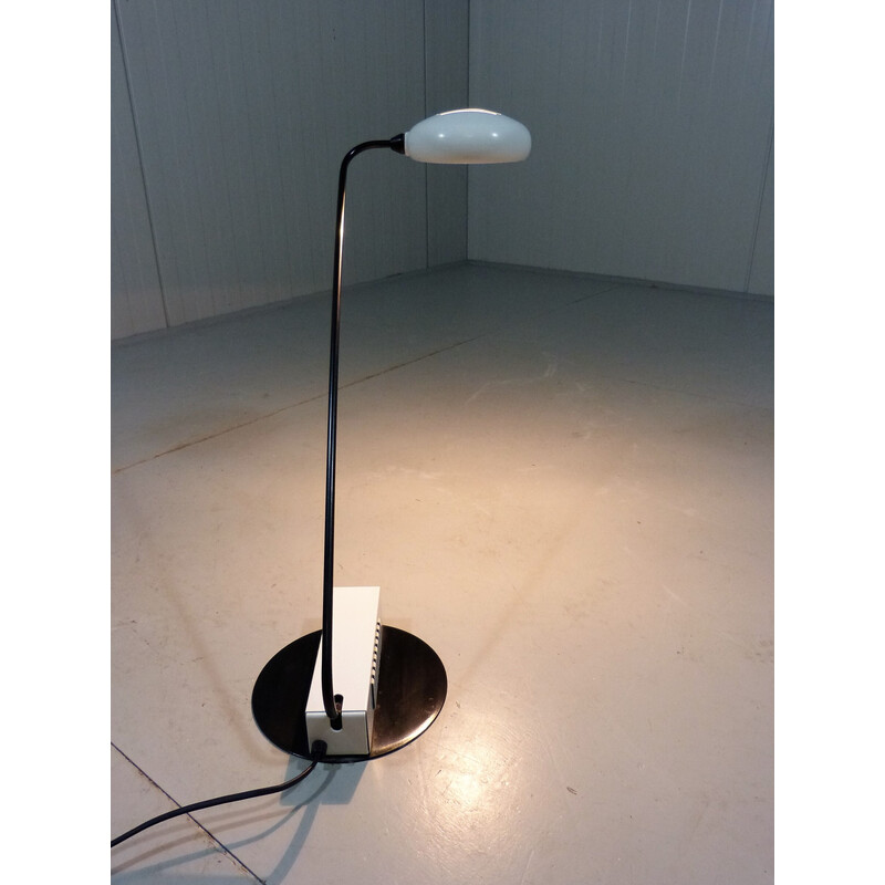 Italian vintage desk lamp in white and black, 1980s