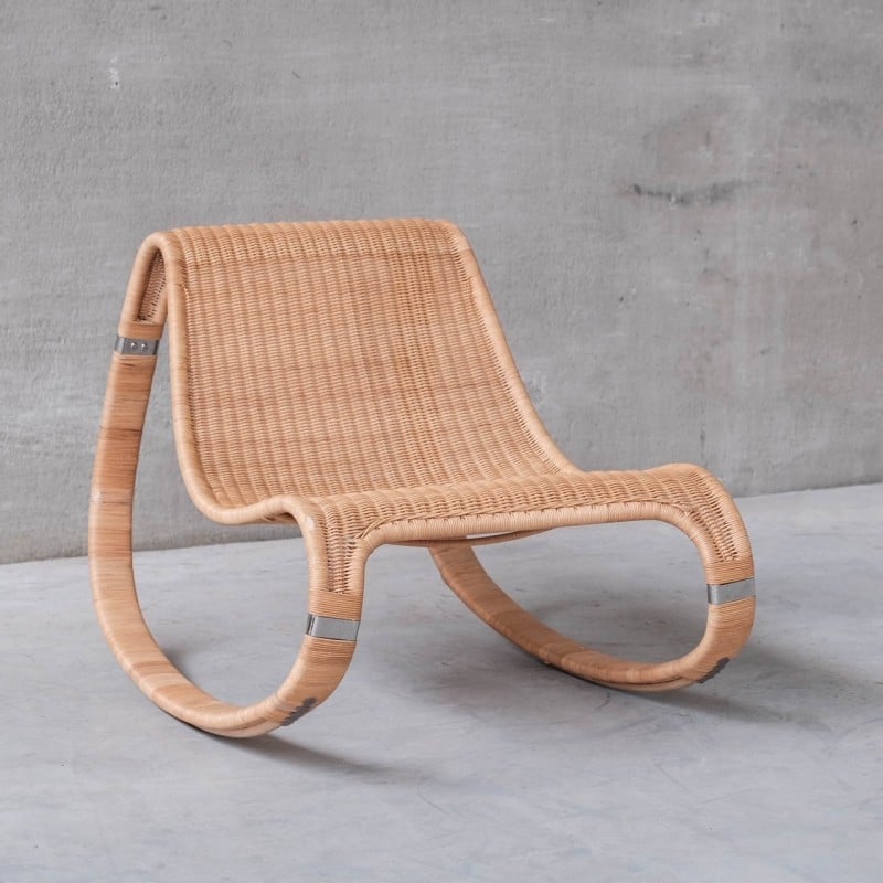 Cadeira de balanço Vintage rattan por James Irvine para Ikea, Suécia 2002
