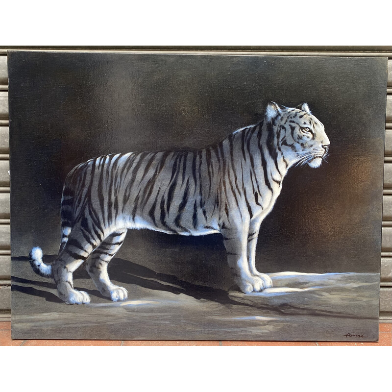 Vintage oil on canvas "The Tigress" by André Ferrand, 2010