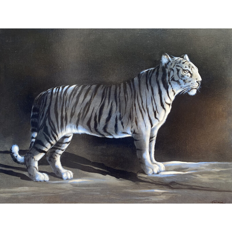 Vintage oil on canvas "The Tigress" by André Ferrand, 2010