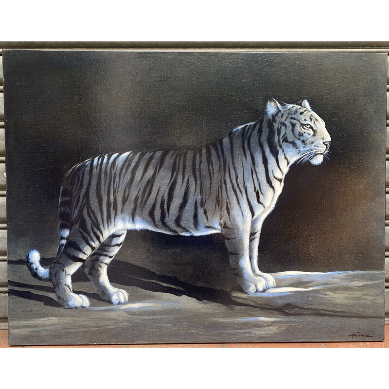 Vintage oil on canvas "The Tigress" by André Ferrand, 2010