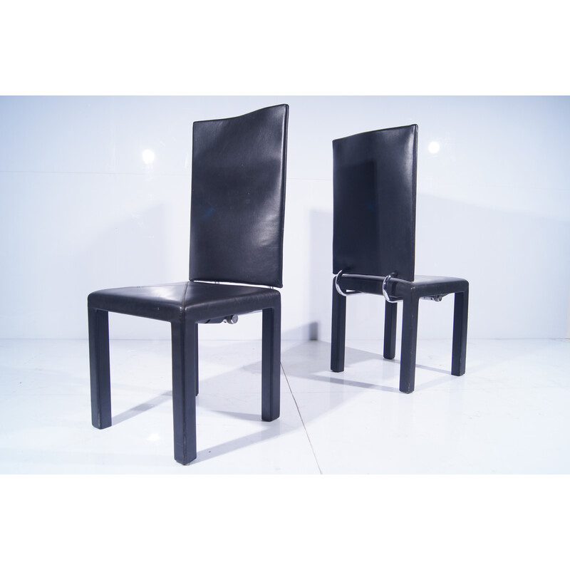 Pair of vintage dining chairs with high backs by Paolo Piva for B and B Italia Arcadia Arcara, Italy 1980s