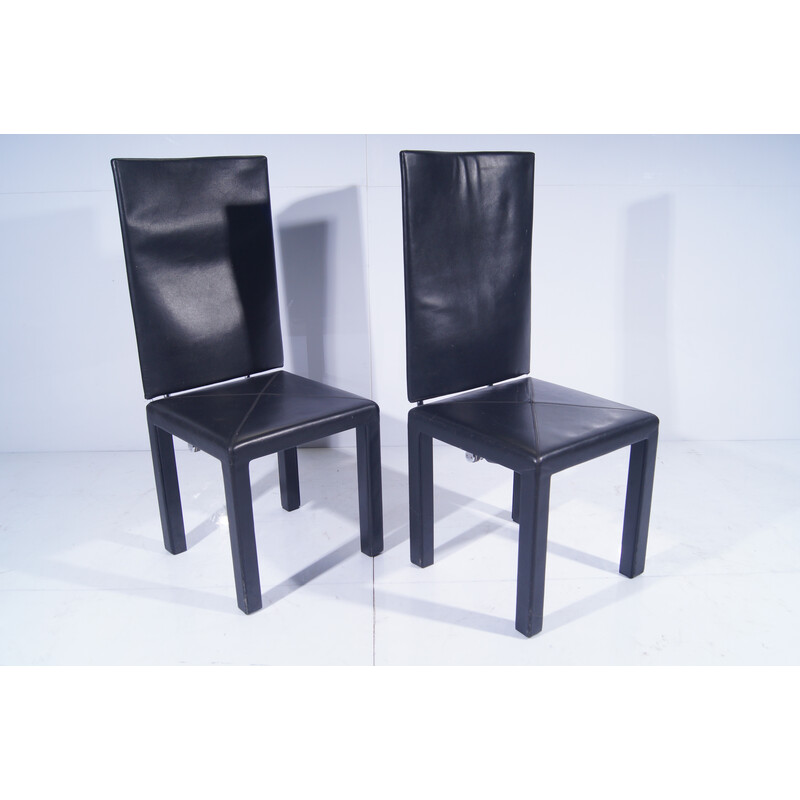 Pair of vintage dining chairs with high backs by Paolo Piva for B and B Italia Arcadia Arcara, Italy 1980s