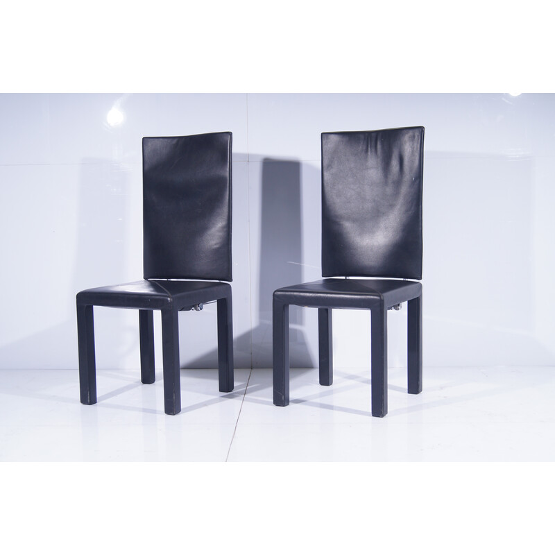 Pair of vintage dining chairs with high backs by Paolo Piva for B and B Italia Arcadia Arcara, Italy 1980s