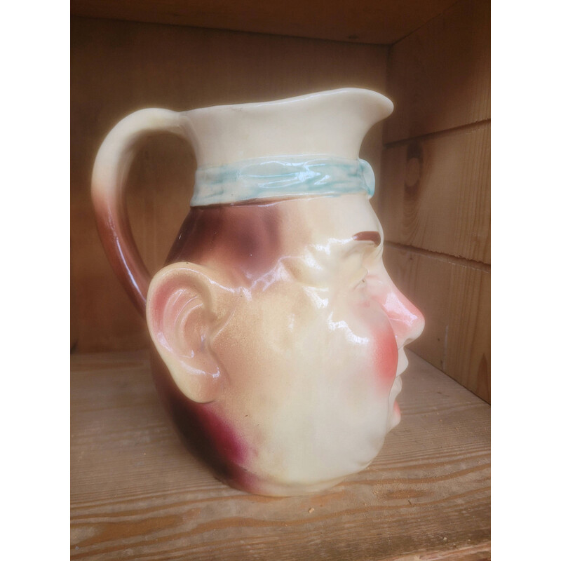 Vintage pitcher in barbotine from Sarreguemines