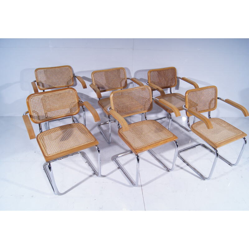 Set of 6 vintage Cesca armchairs B64 by Marcel Breuer