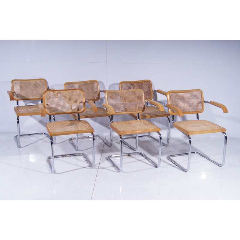Ensemble de 6 fauteuils vintage Cesca B64 de Marcel Breuer