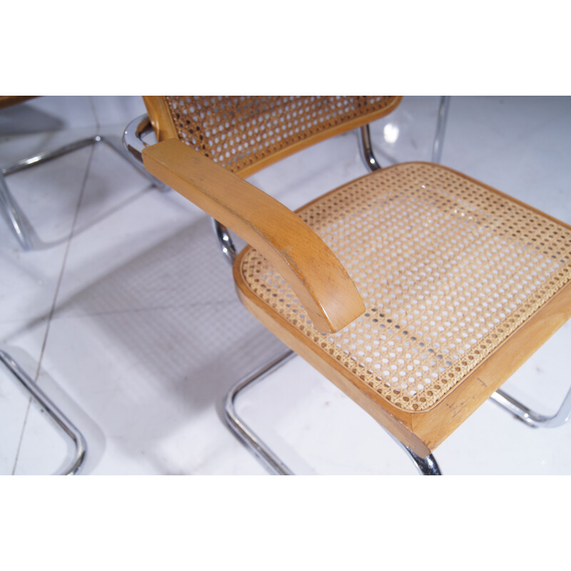 Set of 6 vintage Cesca armchairs B64 by Marcel Breuer