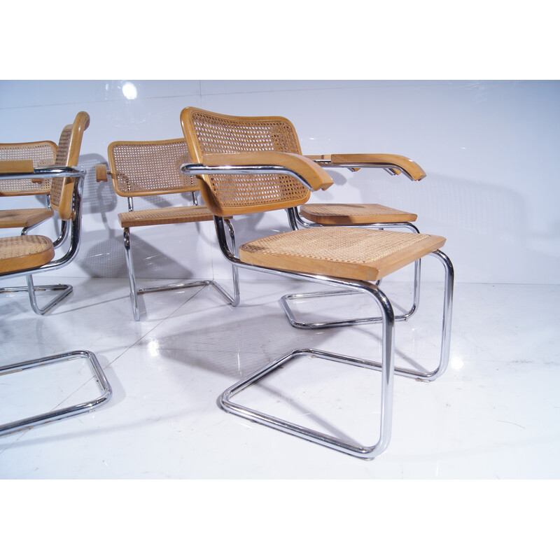 Set of 6 vintage Cesca armchairs B64 by Marcel Breuer