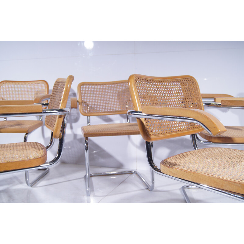 Set of 6 vintage Cesca armchairs B64 by Marcel Breuer