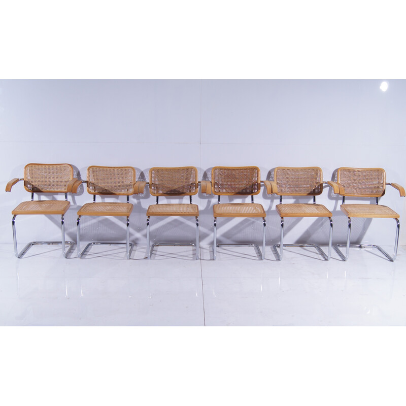 Set of 6 vintage Cesca armchairs B64 by Marcel Breuer