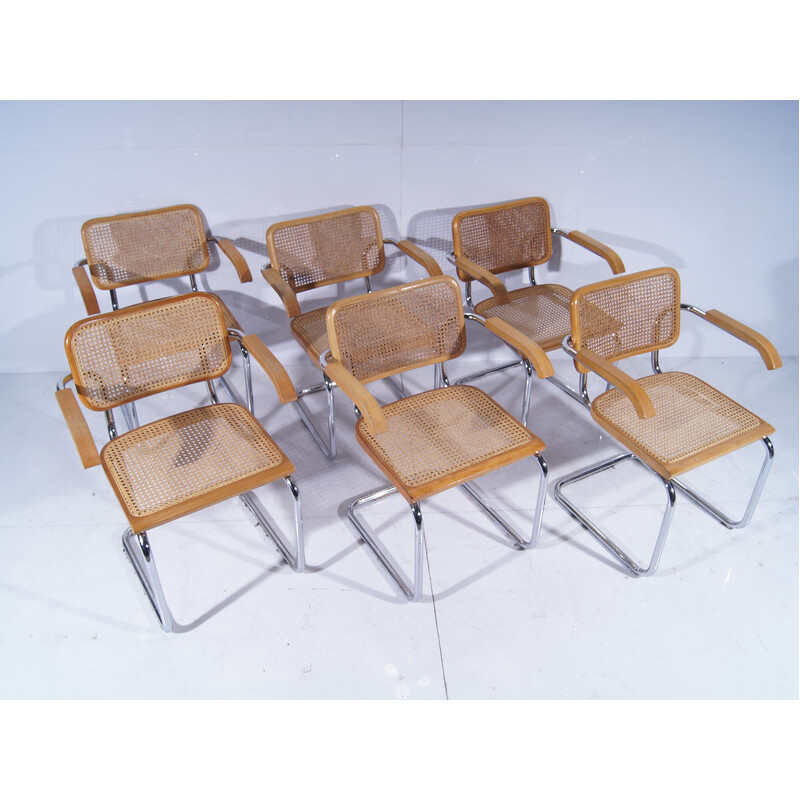 Set of 6 vintage Cesca armchairs B64 by Marcel Breuer