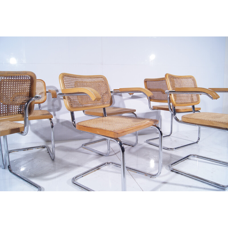 Ensemble de 6 fauteuils vintage Cesca B64 de Marcel Breuer