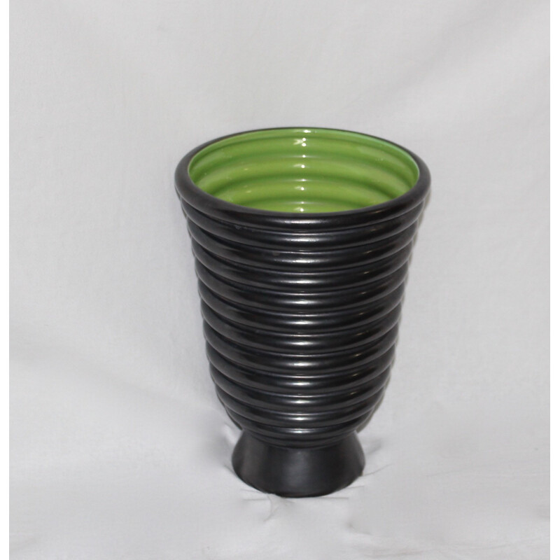 Black vase produced by Saint-Clement workshop - 1960s