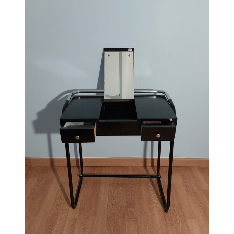 Vintage dressing table with chair in lacquered wood, France 1970s