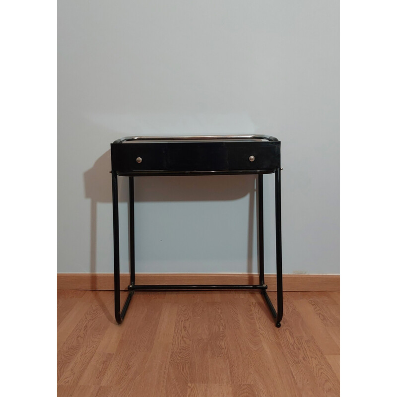 Vintage dressing table with chair in lacquered wood, France 1970s