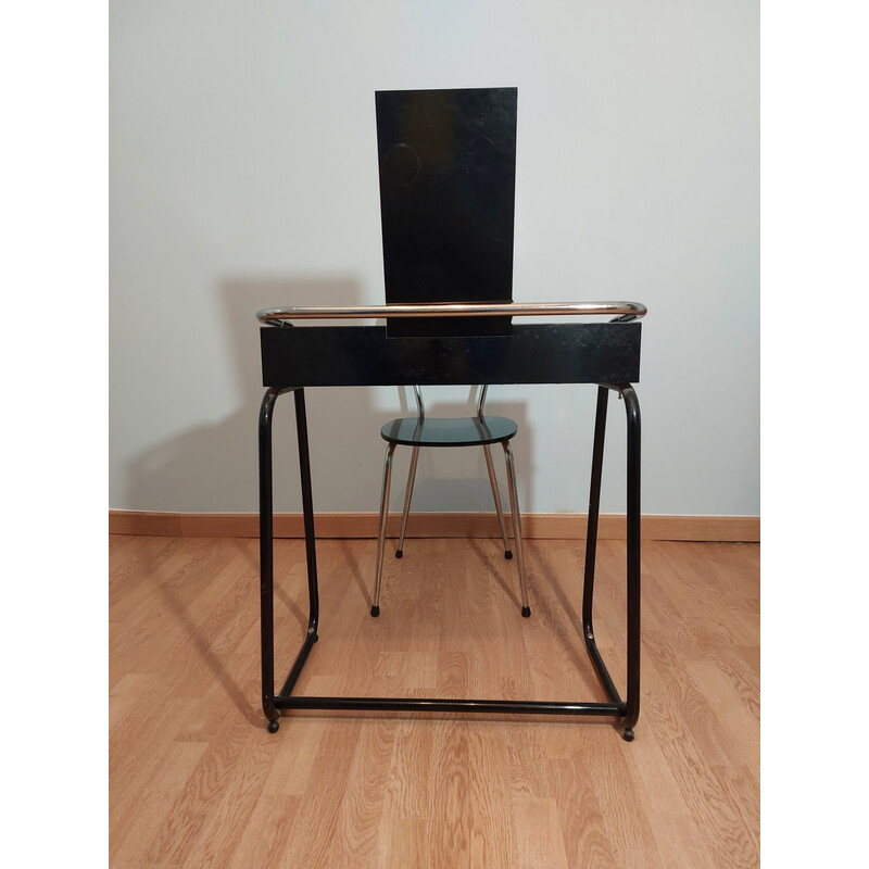 Vintage dressing table with chair in lacquered wood, France 1970s