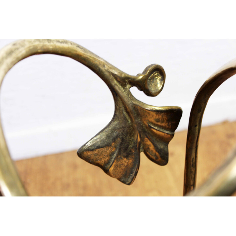 Suporte de guarda-chuva Vintage Art Nouveau em latão maciço