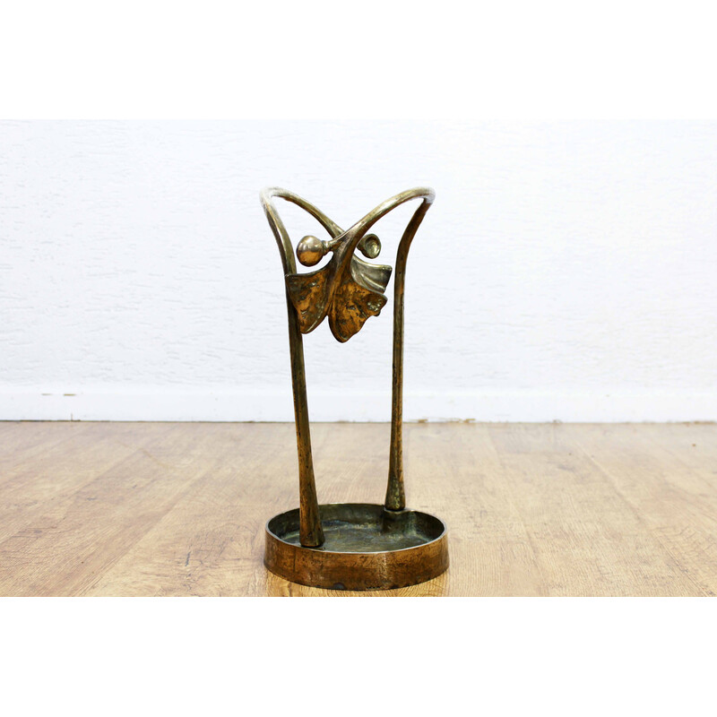 Vintage Art Nouveau umbrella stand in solid brass