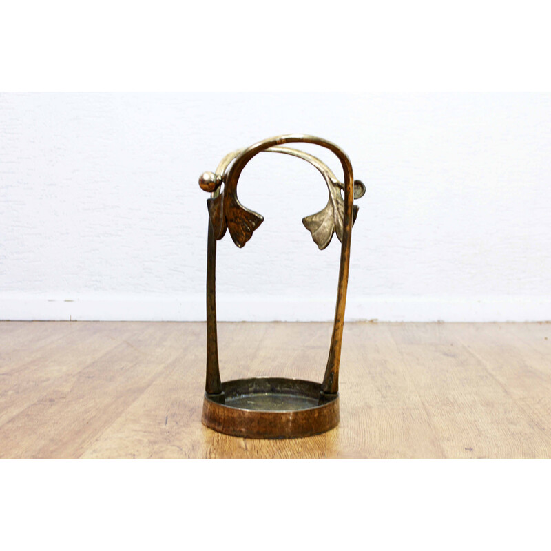 Vintage Art Nouveau umbrella stand in solid brass