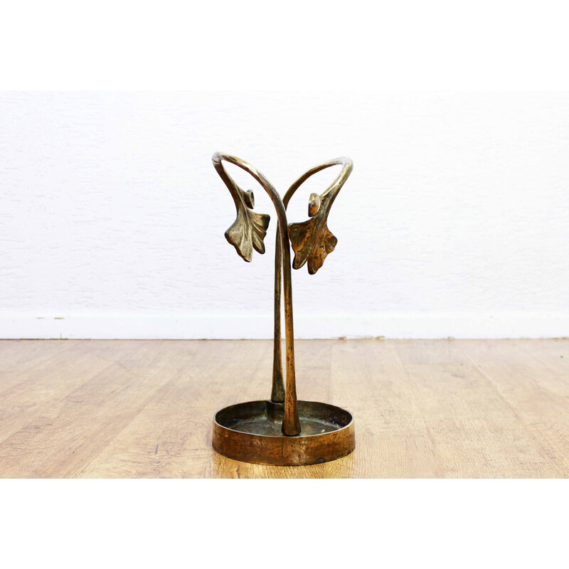 Vintage Art Nouveau umbrella stand in solid brass