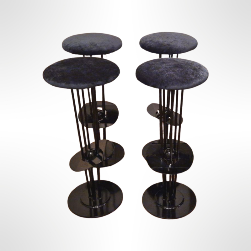 Set of 4 vintage metal bar stools, Belgium 1980s