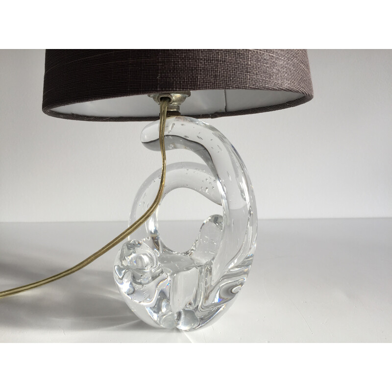 Vintage Art Deco lamp in crystal and brown fabric