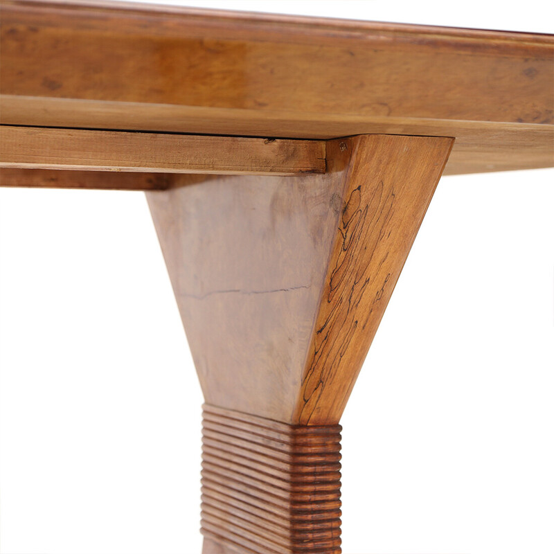 Table vintage en bois et verre bordeaux, Italie 1950