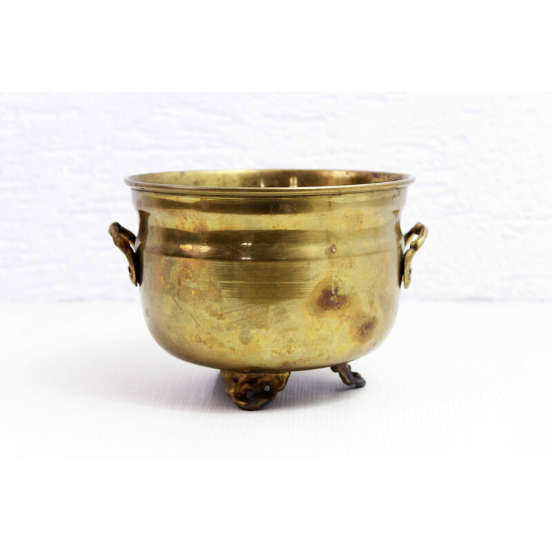 Cache pot vintage en laiton, 1960