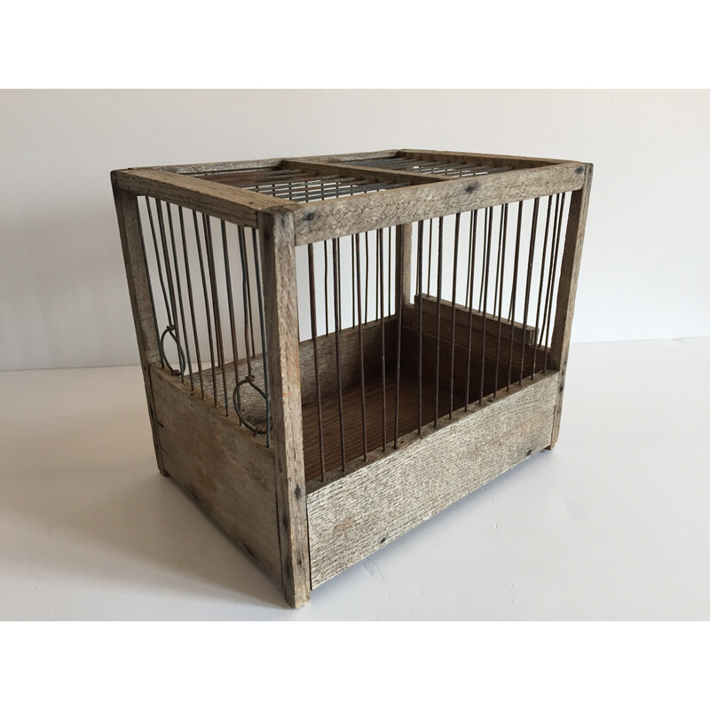 Vintage birdcage in wood and steel