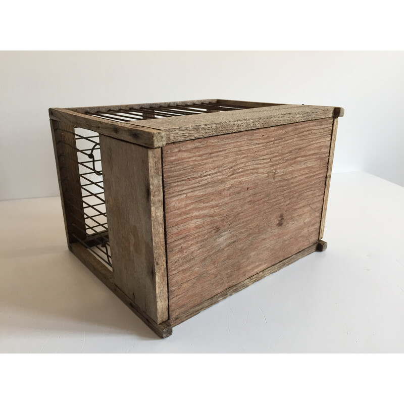 Cage à oiseaux vintage en bois et acier