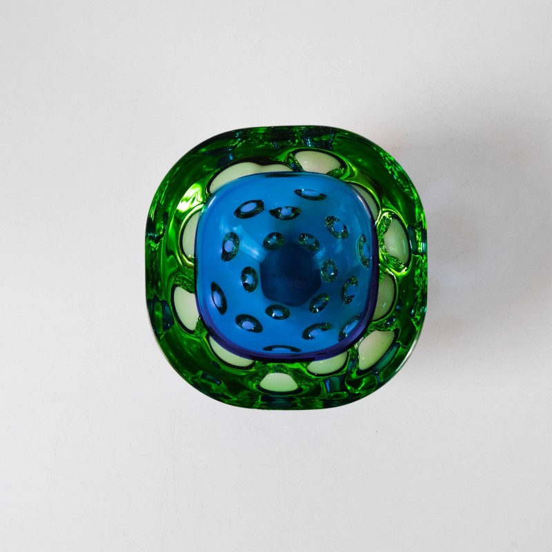 Cuenco vintage Sommerso geoda en cristal de Murano por Galliano Ferro, Italia años 60