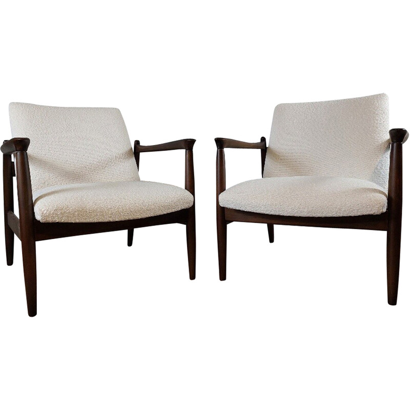 Pareja de sillones vintage de tela de bucle de Edmund Homa, 1960