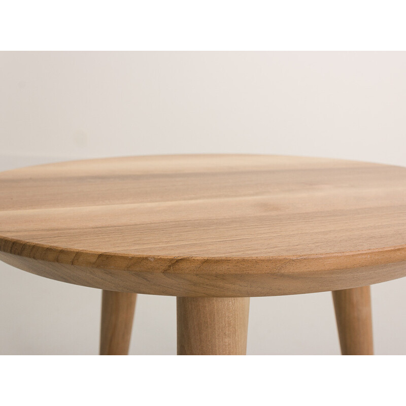Vintage round coffee table in solid walnut, France